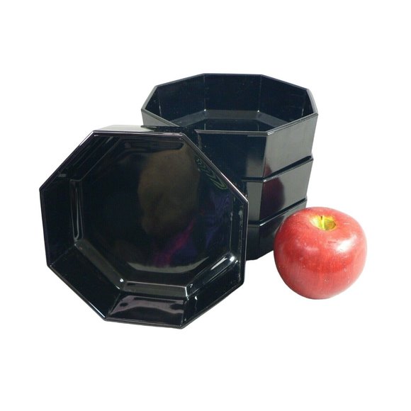 Bridge Bowls Party Snack Cocktail Nuts, Condiment Octagon 4pc Set Blk - Picture 3 of 11